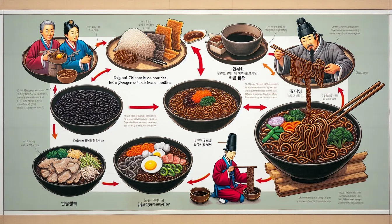 짜장면의 기원과 한국화 과정입니다