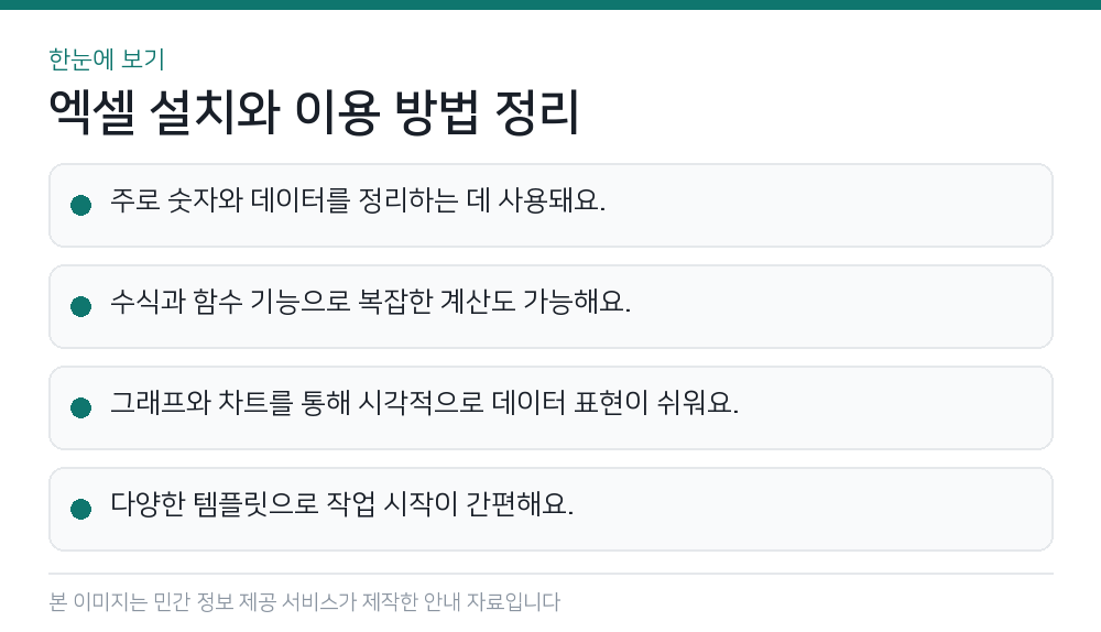 엑셀 설치와 이용 방법 정리 한눈에 보기