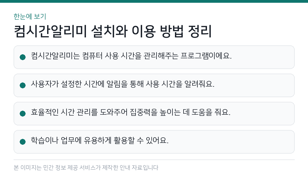 컴시간알리미 설치와 이용 방법 정리 한눈에 보기